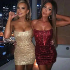 Elegant Glitter Bodycon Mini Dress for Summer Nights