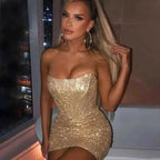 Elegant Glitter Bodycon Mini Dress for Summer Nights