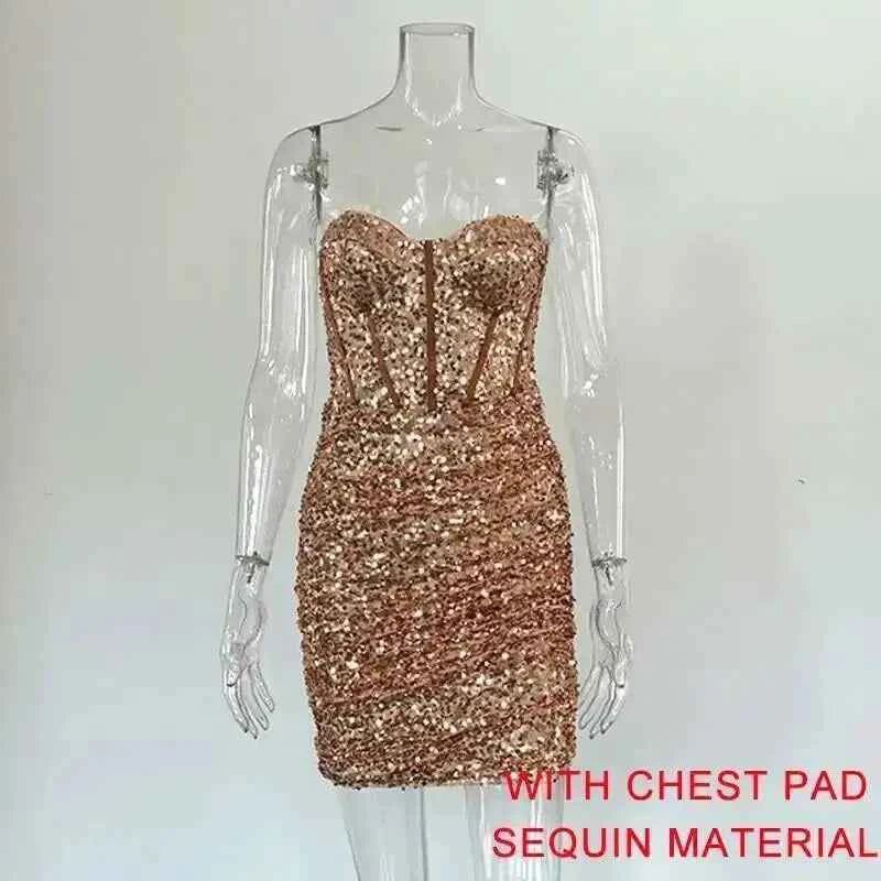 Elegant Glitter Bodycon Mini Dress for Summer Nights