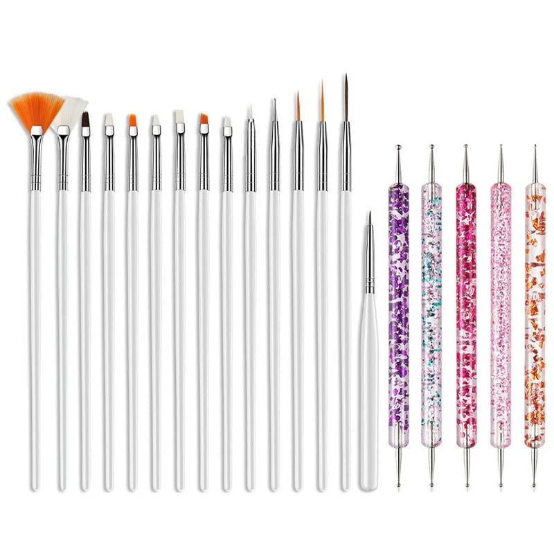 Precision Nail Art Brush Set: 5/20 Pcs for Masterful Designs