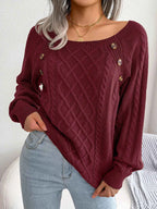 Chic Square Collar Knitted Pullover for Autumn & Winter