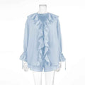 Tornova Women's Ruffled Spring Shorts & V-Neck Set