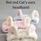 Cute Coral Plush Cat Hairband for Makeup & Skincare