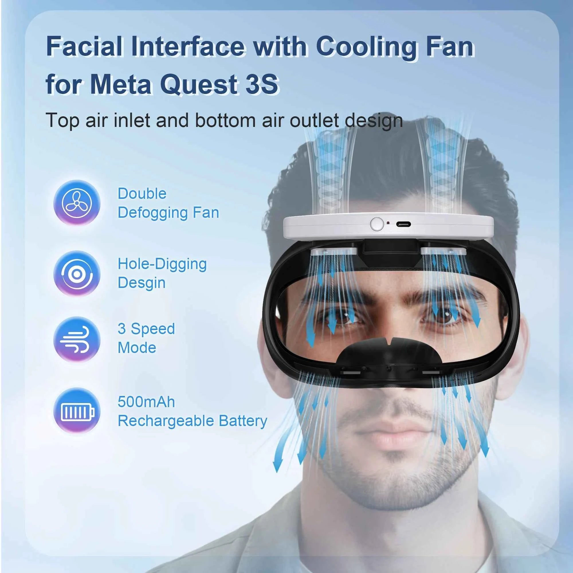 4-in-1 Cooling Face Mask Cover for Meta Quest 3S
