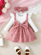 Floral Big Bow Dress Set for Infants 0-24 Months