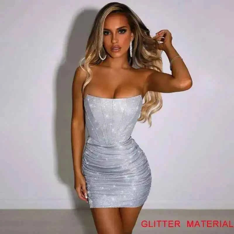 Elegant Glitter Bodycon Mini Dress for Summer Nights