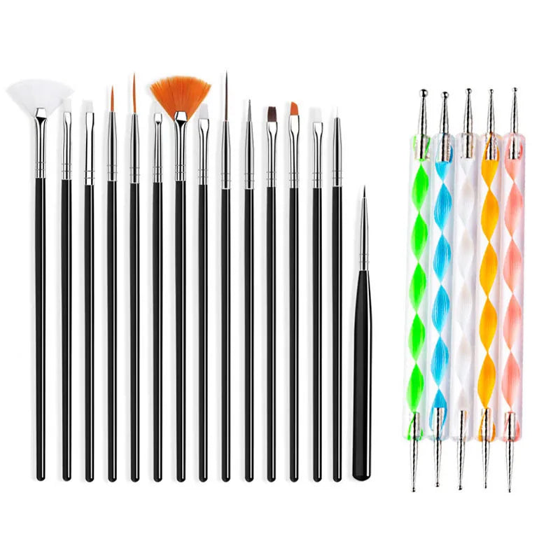 Precision Nail Art Brush Set: 5/20 Pcs for Masterful Designs