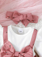 Floral Big Bow Dress Set for Infants 0-24 Months