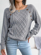 Chic Square Collar Knitted Pullover for Autumn & Winter