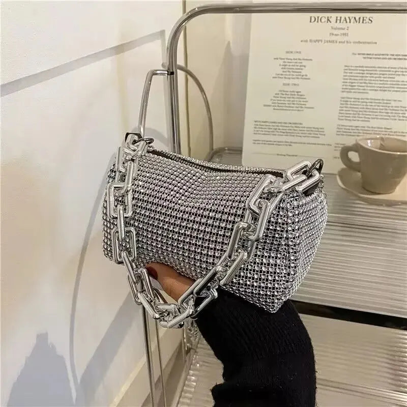 Elegant Glitter Chain Mini Crossbody Purse for Women