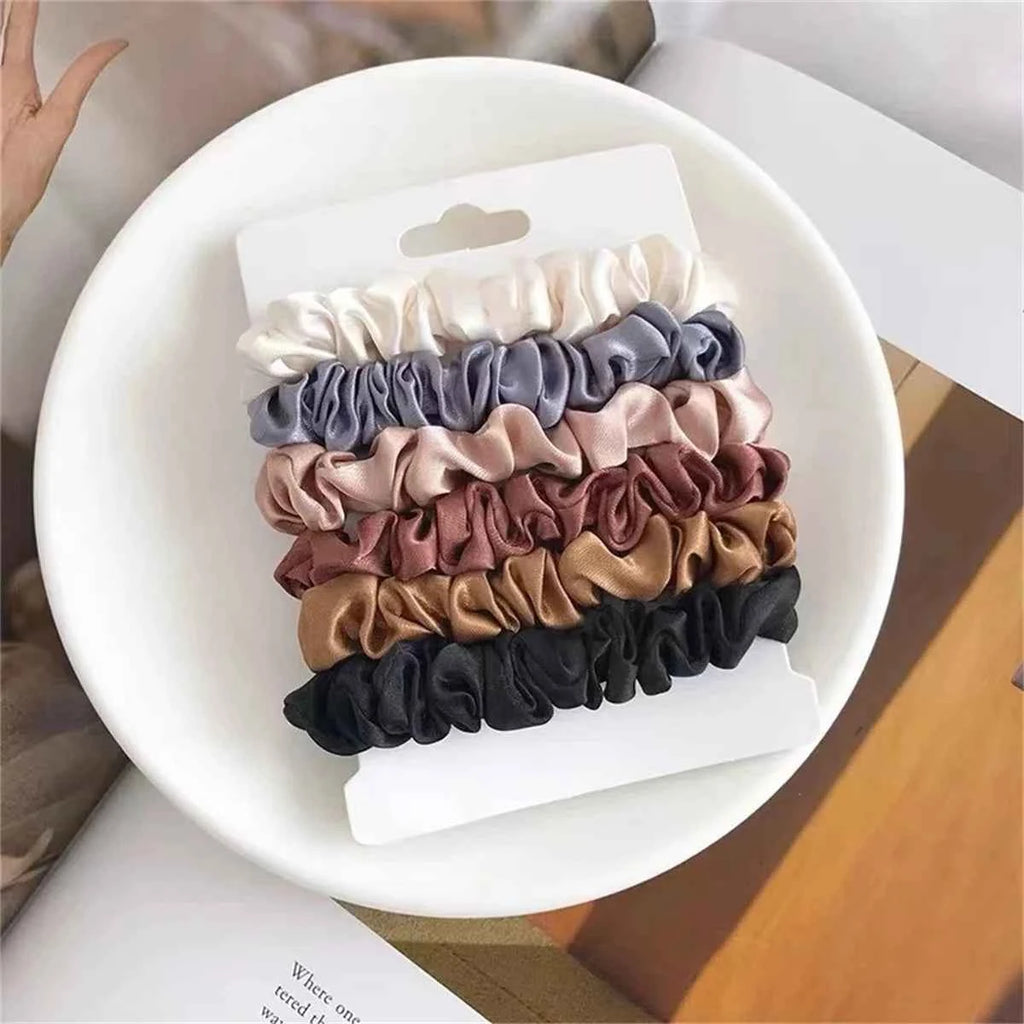 Satin Softness: 6pcs Luxury Hair Scrunchies for Women