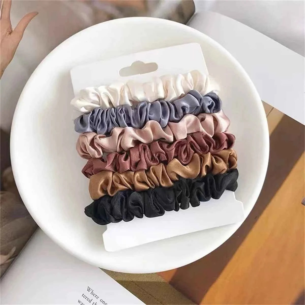 Satin Softness: 6pcs Luxury Hair Scrunchies for Women