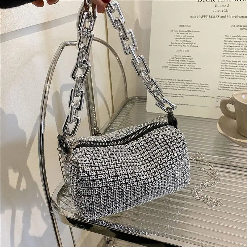 Elegant Glitter Chain Mini Crossbody Purse for Women