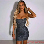 Elegant Glitter Bodycon Mini Dress for Summer Nights