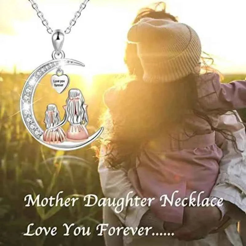 Forever Love Heart & Moon Necklace for Mom & Daughter