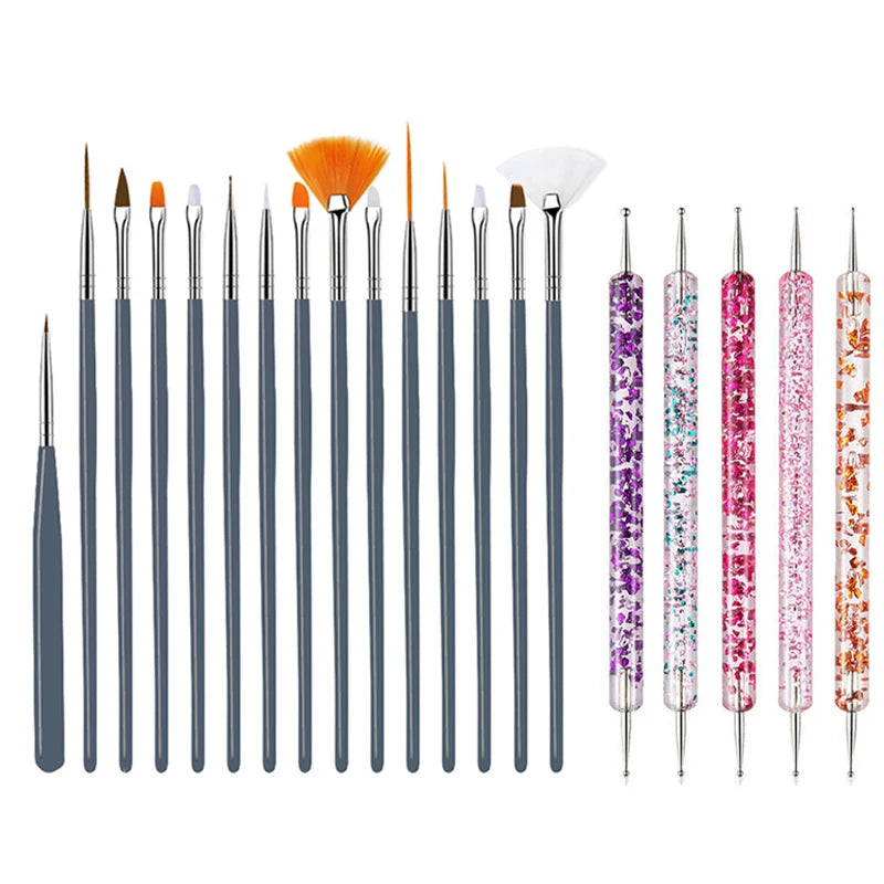 Precision Nail Art Brush Set: 5/20 Pcs for Masterful Designs