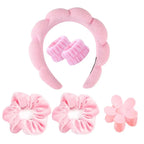 Stylish Microfiber Wristbands & Spa Bubble Headband Set