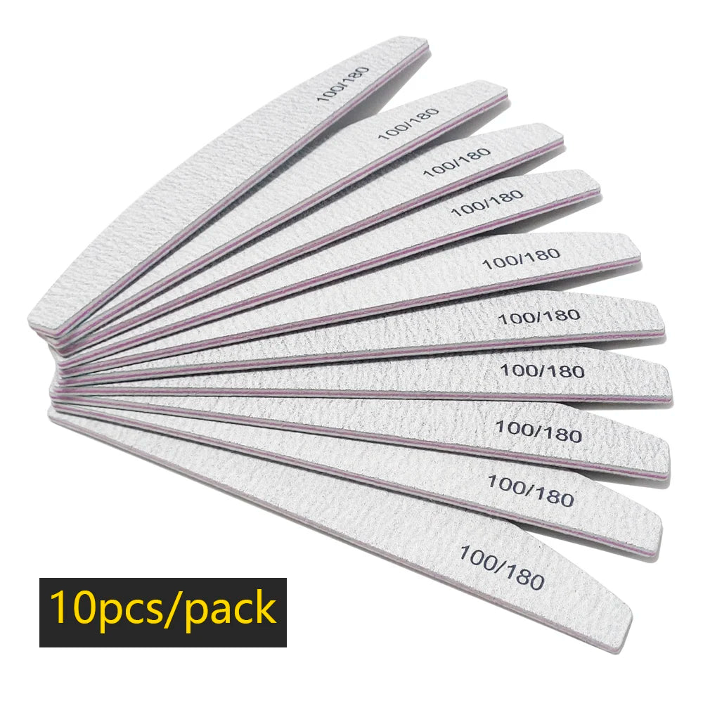 Precision Half Moon Nail File Buffer - 100/180 Grit