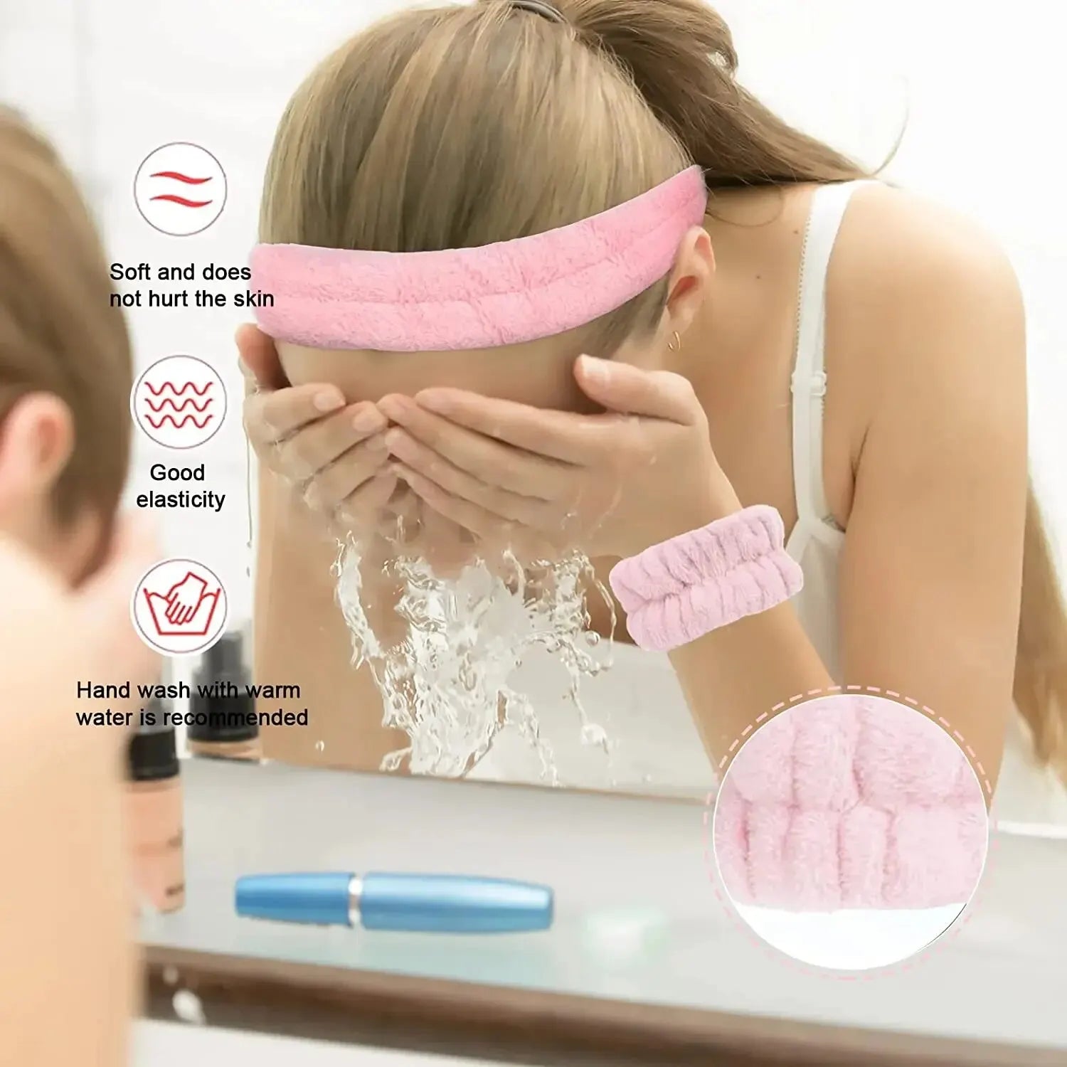 Stylish Microfiber Wristbands & Spa Bubble Headband Set