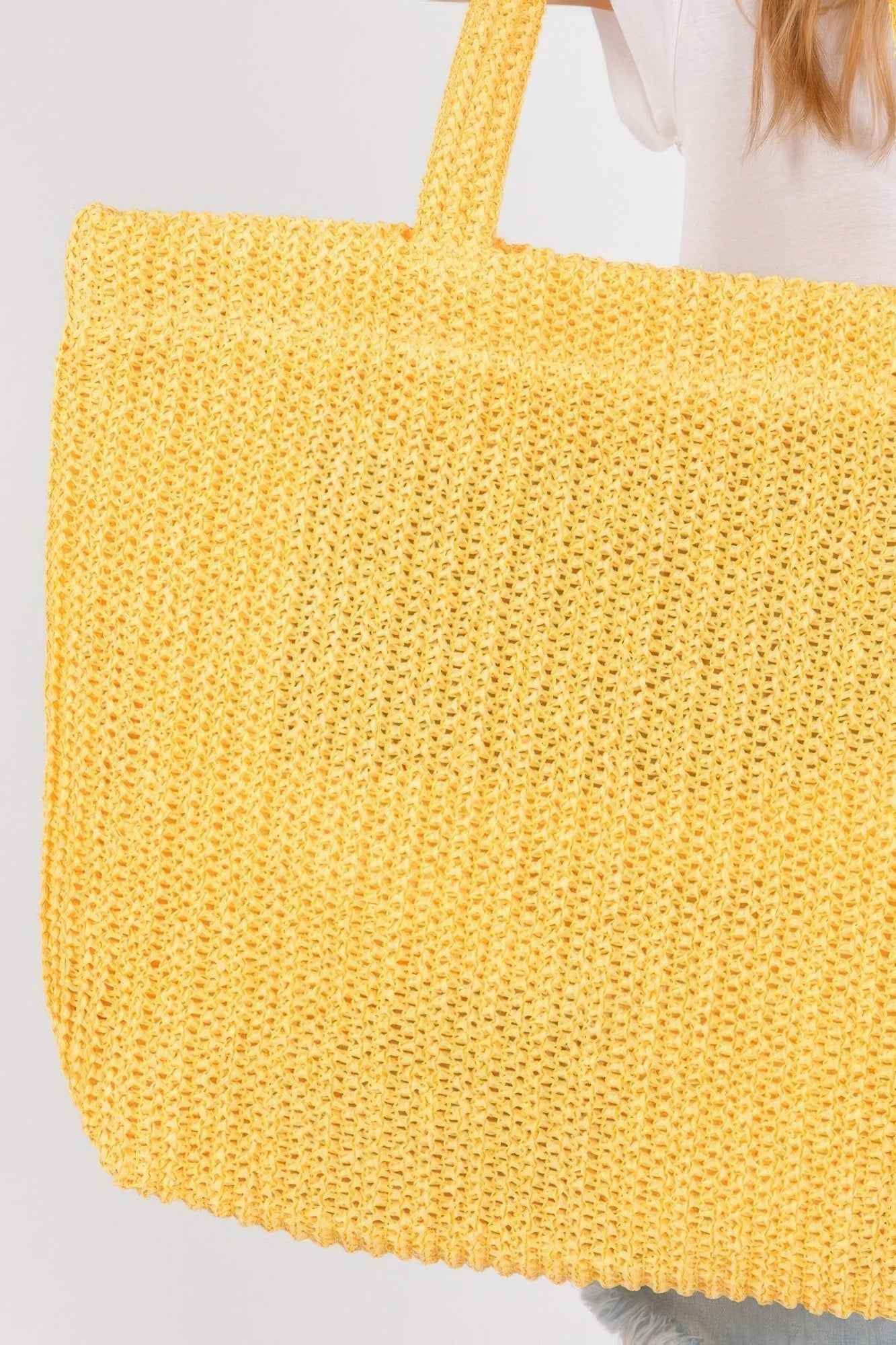 Solid Crochet Straw Bag