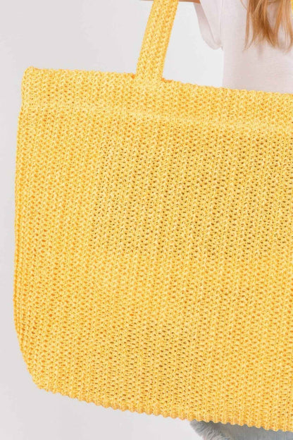 Solid Crochet Straw Bag