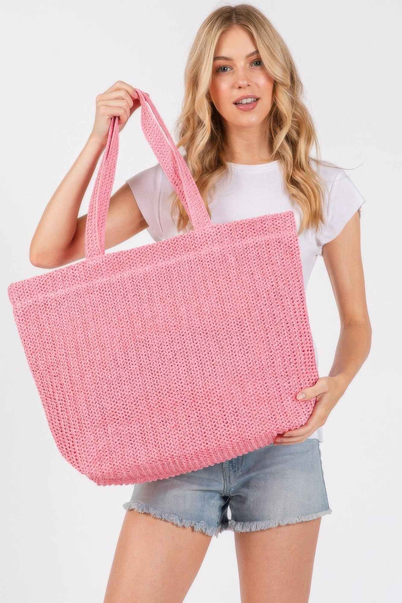 Solid Crochet Straw Bag