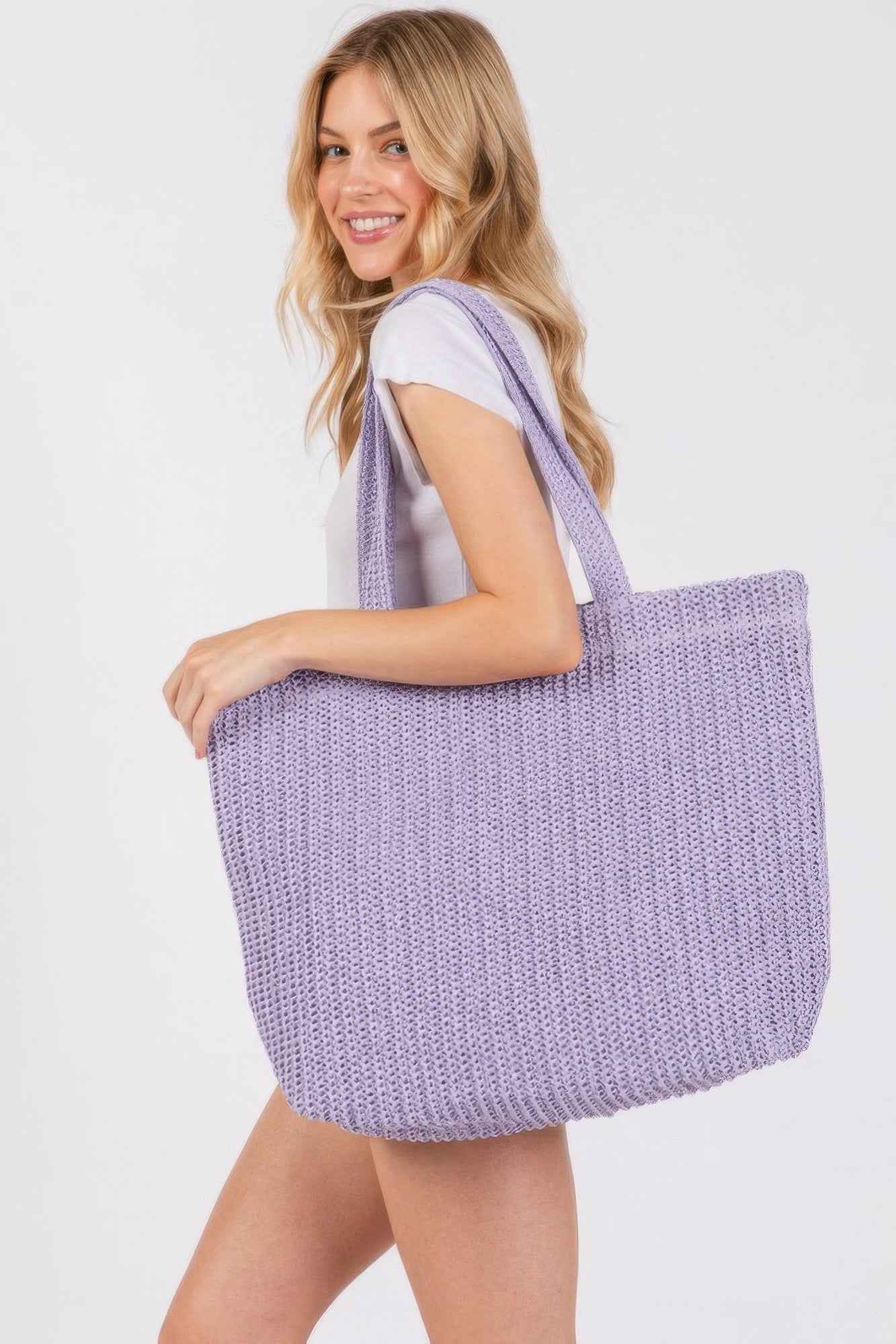 Solid Crochet Straw Bag