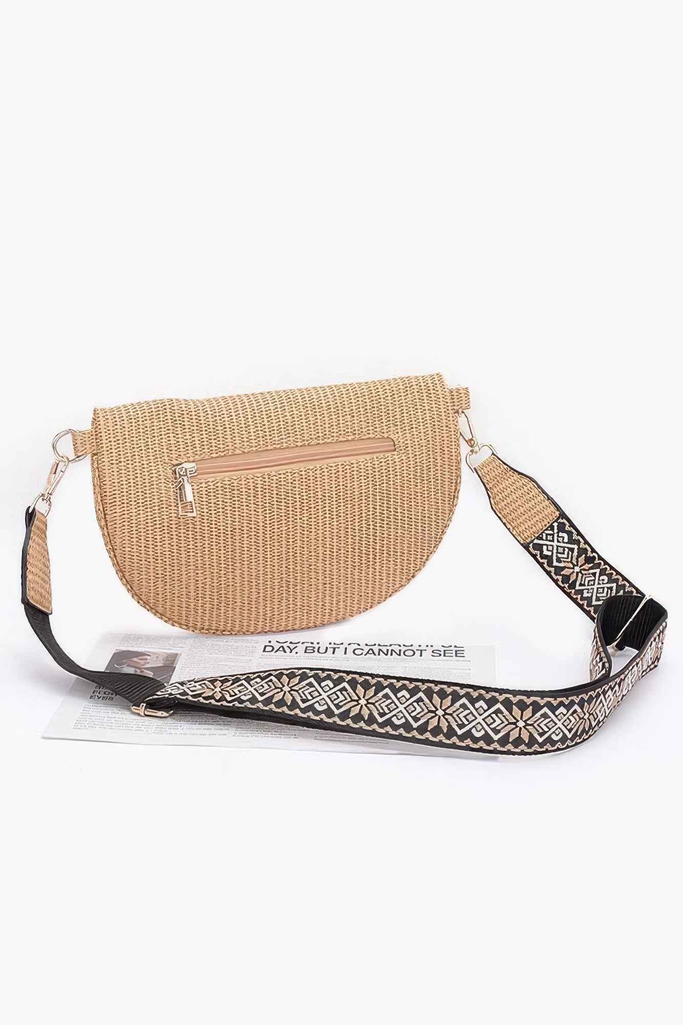 Faux Leather Fanny Pack W/ Multi Color Strap