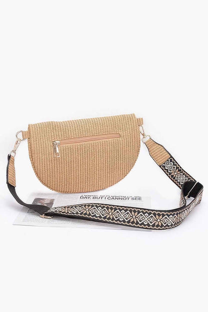 Faux Leather Fanny Pack W/ Multi Color Strap