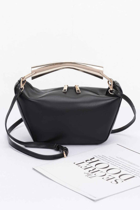 Faux Leather Metal Handle Bag