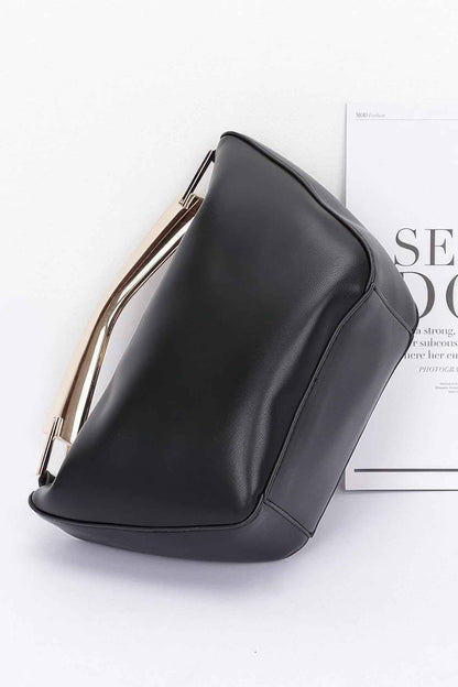 Faux Leather Metal Handle Bag