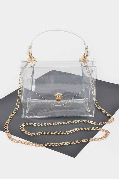 Clear Pvc Top Handle Crossbody Bag