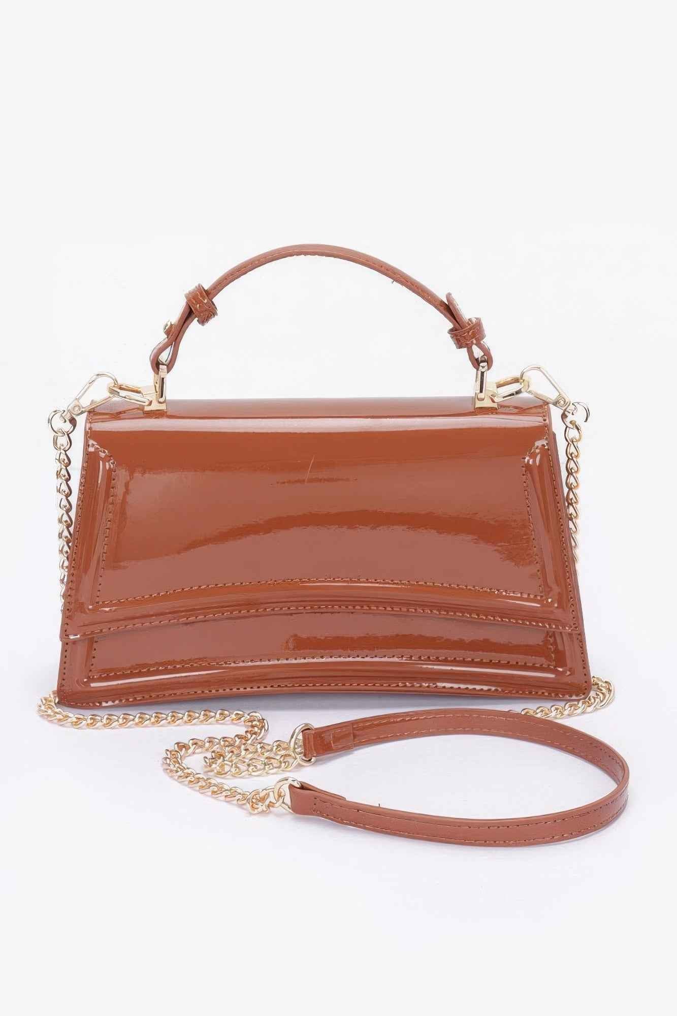 Enamel Top Handle Flap Bag
