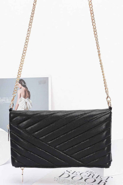 Quilted Faux Leather Half Folded Cltuch