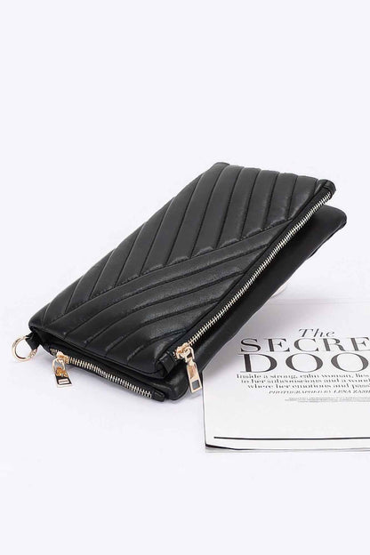 Quilted Faux Leather Half Folded Cltuch