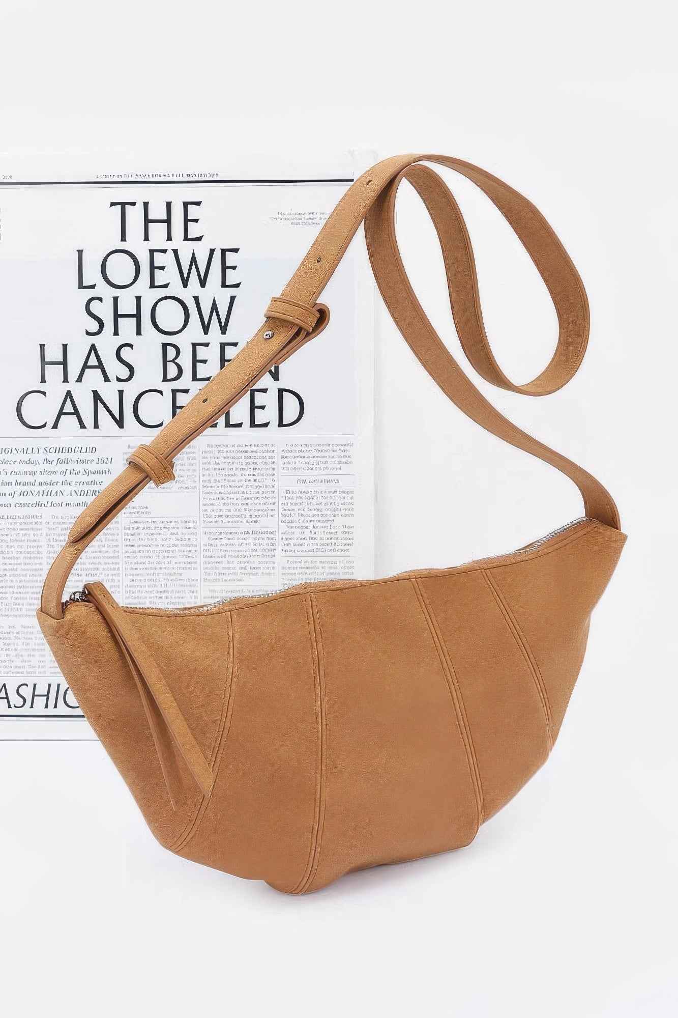 Faux Suede Croissant Bag
