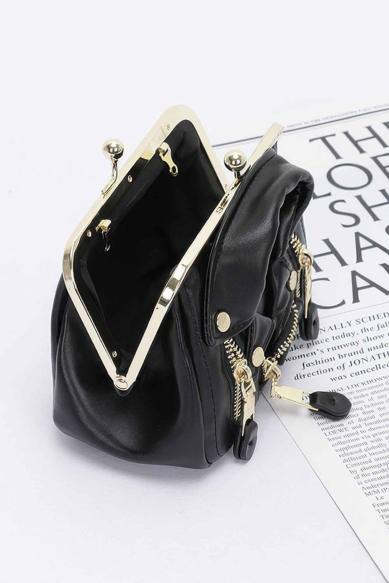 Faux Leather Jacket Style Crossbody Bag