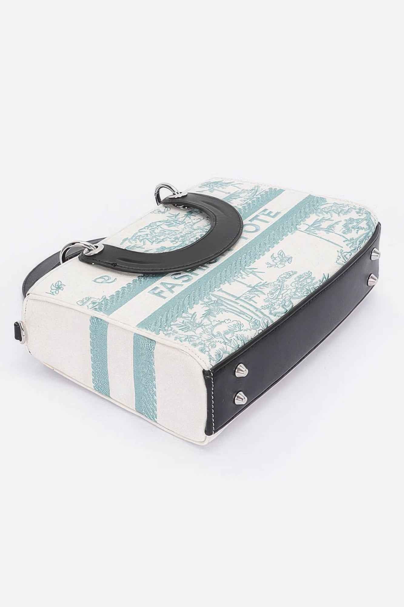 Embroidery Faux Leather Tote Bag