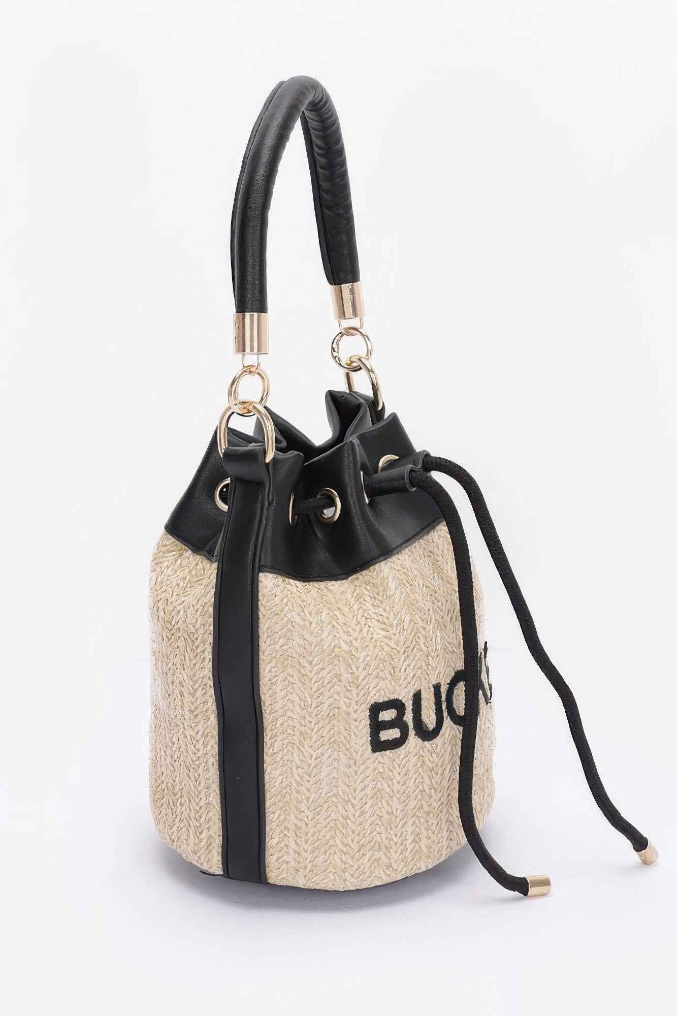 Faux Straw Bucket Bag