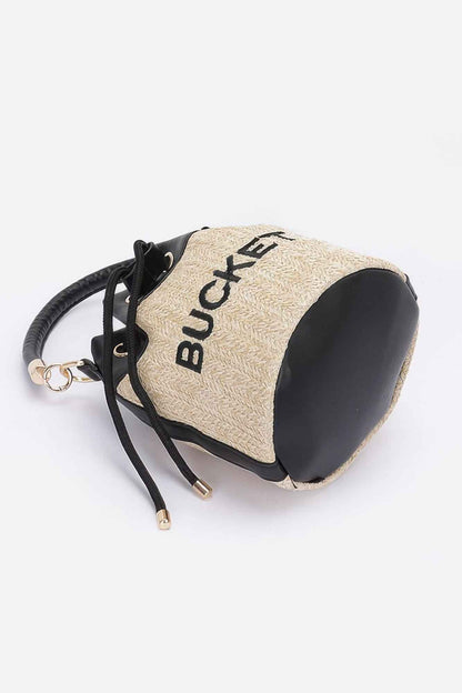 Faux Straw Bucket Bag