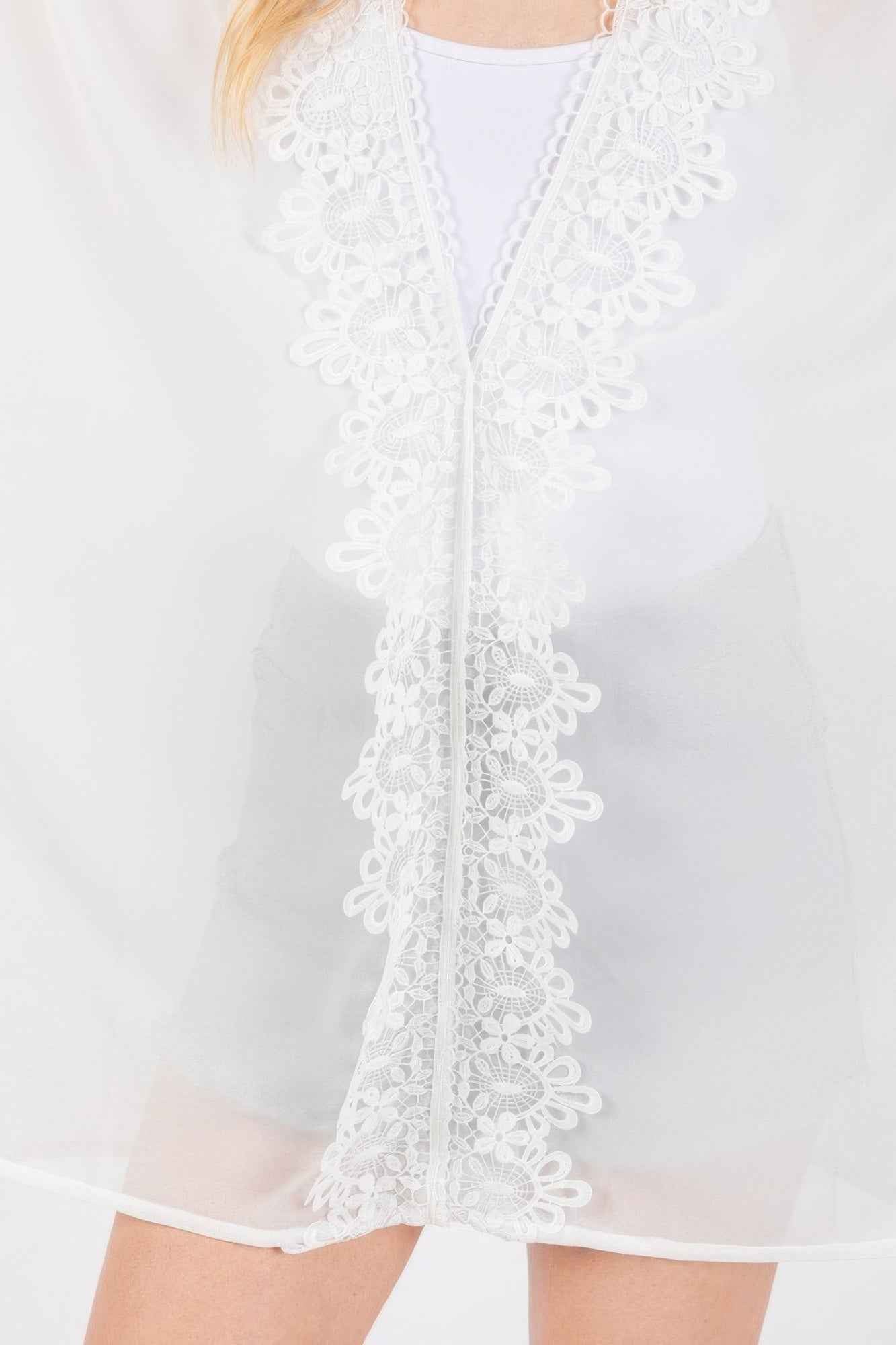 Flower Pattern Trim Detail Poncho