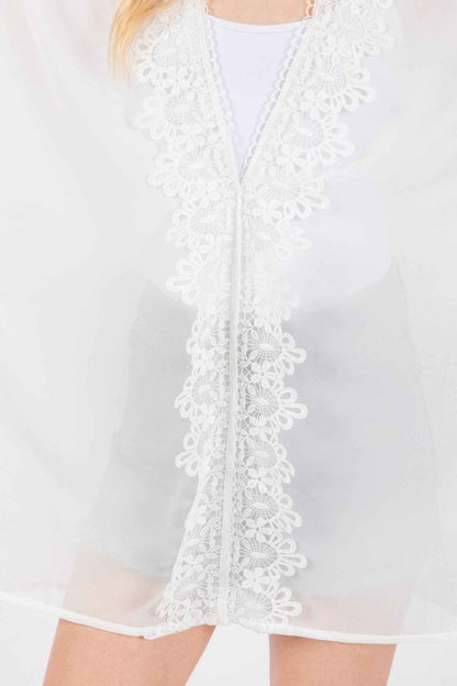 Flower Pattern Trim Detail Poncho