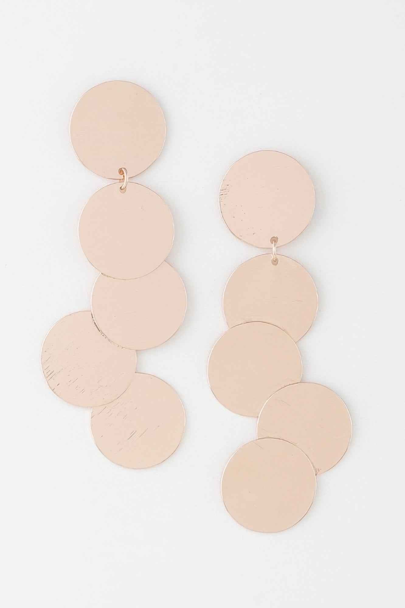 Modern Hammered Disk Drop Earrings