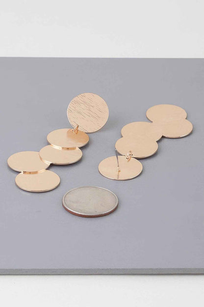 Modern Hammered Disk Drop Earrings