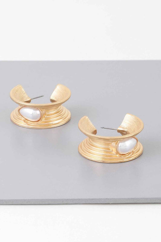 Flared Pearl Teardrop Hoop Earrings
