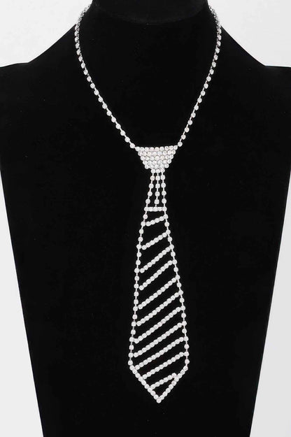 Rhinestone Necktie Necklace