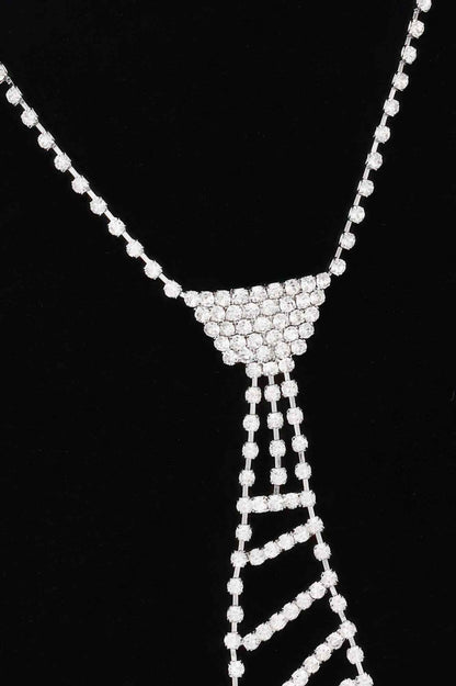 Rhinestone Necktie Necklace