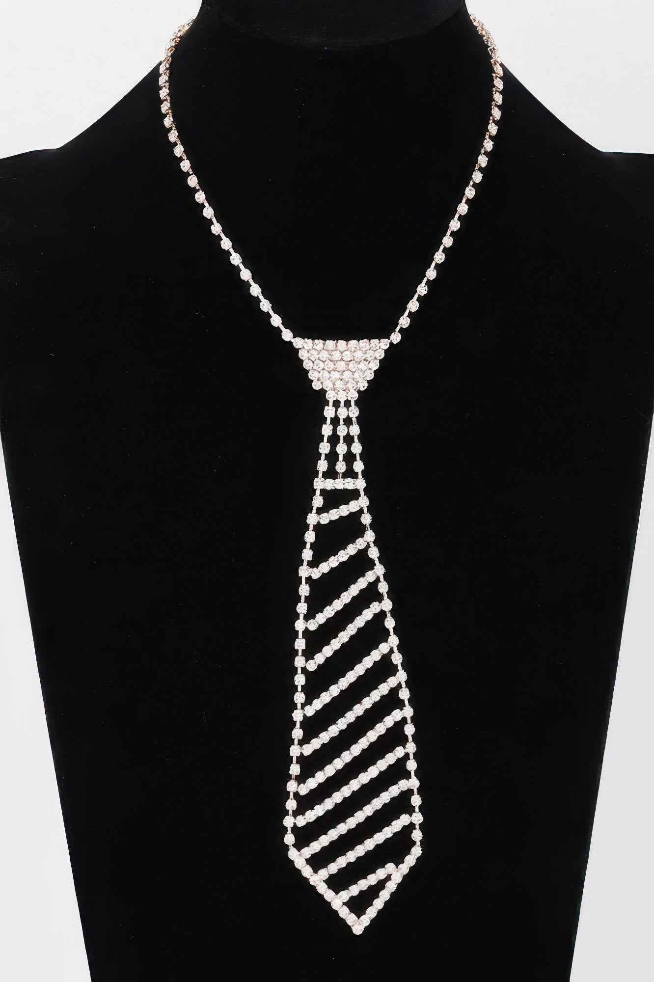 Rhinestone Necktie Necklace