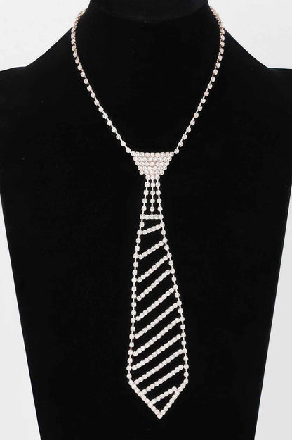 Rhinestone Necktie Necklace