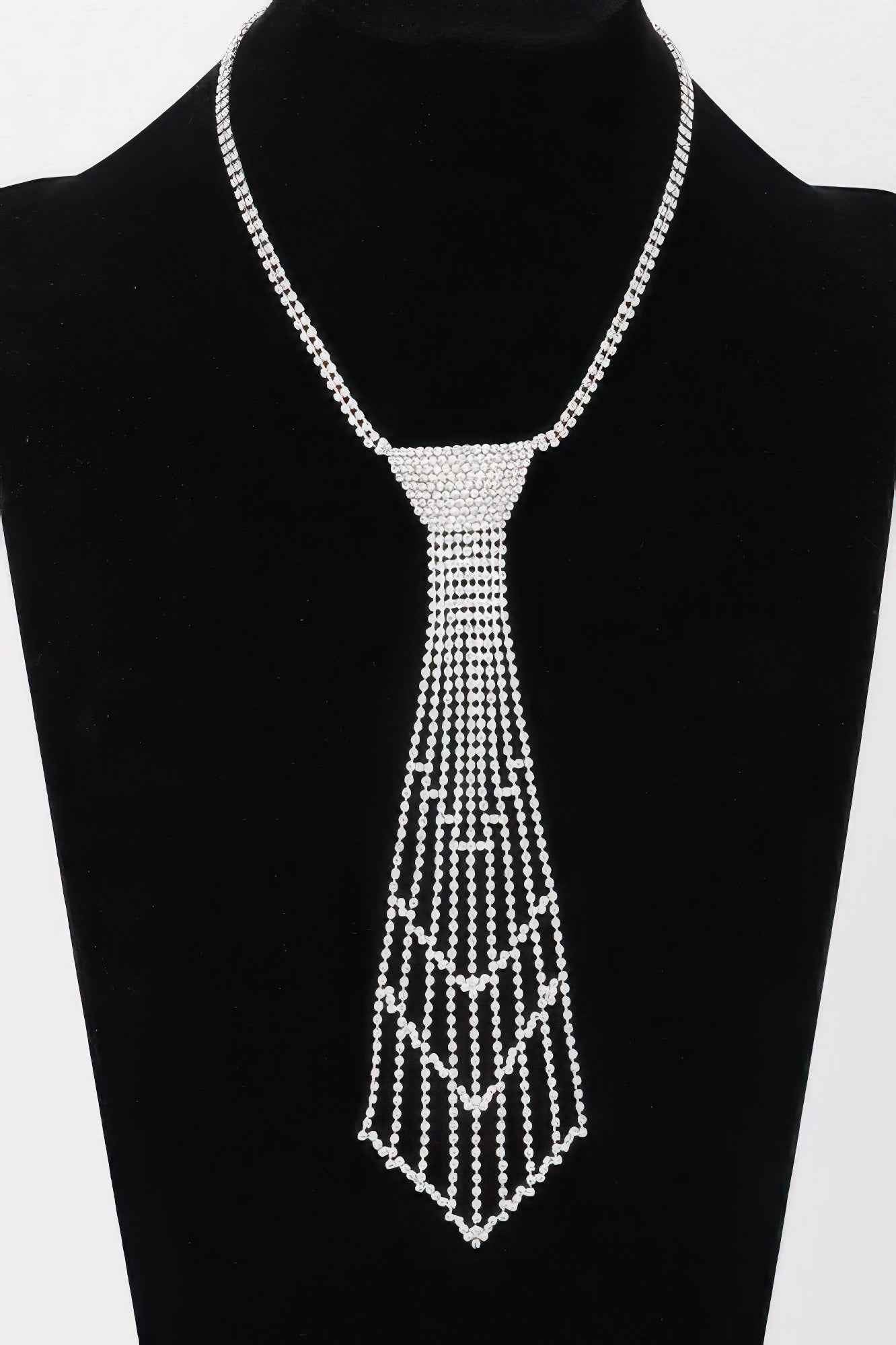Rhinestone Necktie Necklace